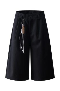 Versatile American-Style Minimalist Three-Quarter Wide-Leg Summer Trousers - High-End Casual Straight-Leg Shorts for Effortless Style