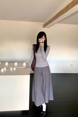 Versatile Summer Slimming Gray Pleated Skirt - Half Skirt for Effortless Y2K Style