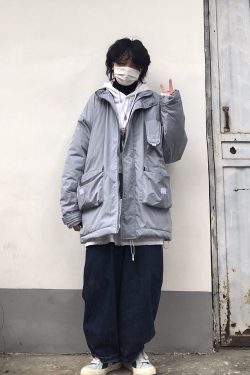 Versatile Winter Cotton Jacket for Students, Loose Fit Warm Outerwear, Functional Trendy Workwear, Thick Layering Essential