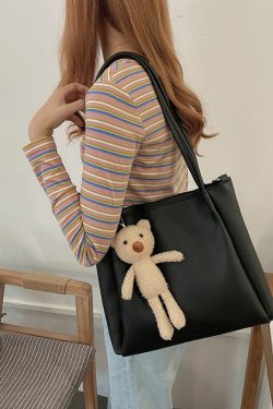Versatile Women's Crossbody Bag - Large Capacity Handheld Shoulder Bag for Students - Trendy 2025 Little Bear Design Tote