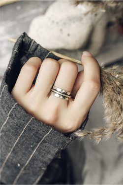 Vintage 925 Silver Non-Fish Concave Convex Wide Ring for Men and Women, Personalized Design for Middle and Index Finger Fashion Accessory