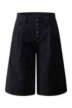 Vintage American Button Fly Raw Denim Shorts for Summer - High Street Cleanfit Style, 90s Inspired, Casual Wear