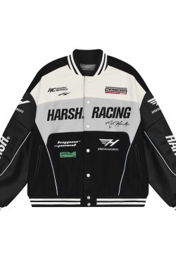 Vintage American Heavyweight Racing Baseball Jacket - Retro Style, 90s Inspired, Unisex Fashion Outerwear