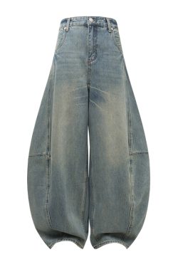 Vintage American Retro Curved Blade Jeans - Natural Thin Summer Casual Pants for a 90s Y2K Look