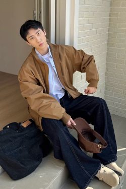 Vintage American-Style High Street Stand Collar Baseball Flight Jacket for Men and Women, Loose Fit Spring Autumn Outerwear