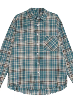 Vintage Brushed Plaid Long Sleeve Shirt Jacket for Men and Women - Loose Casual Frayed Checkered Style for Spring and Autumn Fashion