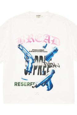 Vintage Casual Loose T-Shirt with Distressed Print - Tactical Breakdown Design, Short Sleeve - Retro 90s Style Tee