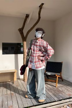 Vintage Corduroy Pocket Plaid Shirt for Men and Women - Long Sleeve Collar Jacket in Trendy Spring Autumn Style
