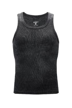 Vintage Distressed Heavyweight Ribbed Tank Top in Skin-Friendly 450G Xinjiang Cotton - Perfect Shaping Base Layer for Y2K Style