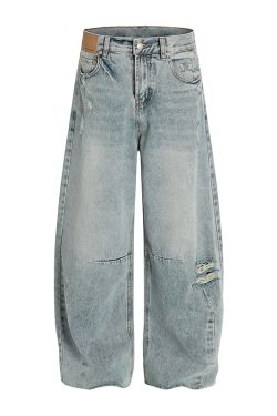 Vintage Distressed Loose Baggy Curved Pants - Trendy American Retro Style for Summer 2025