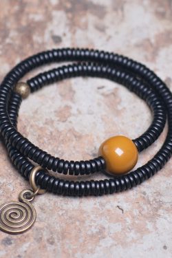 Vintage Ebony Double Circle Couple Bracelets - Simple Versatile Wrist Accessories for Young Fashion Lovers