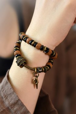 Vintage Ethnic Style Copper Bead Bracelet for Women and Men, Trendy Bodhi Seed Design, Unique Personality Accessories