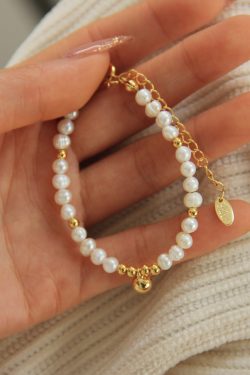 Vintage European American Natural Millet Freshwater Pearl Gold Beads Pendant Bracelet and Necklace Set