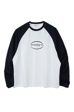 Vintage Floral Raglan Long Sleeve T-shirt in Blue Gray and White - 90s Inspired Design with Roaring Beast Logo