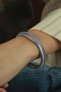 Vintage Gender-Neutral Minimalist Titanium Steel Snake Bone Bracelet - Retro European American Cold Style Accessory