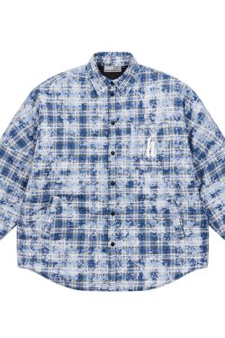 Vintage Gothic Typography U-Shaped Printed Shirt Jacket - Quilted Outerwear for a Harsh and Cruel Aesthetic