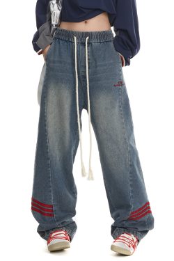 Vintage High Street Women's Loose Fit Cargo Pants with Three Stripes - Trendy Wide Leg American Style