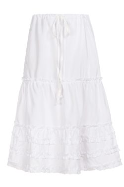 Vintage Lace-Up White Midi Skirt - Korean Style A-Line Skirt for a Chic 90s Inspired Look