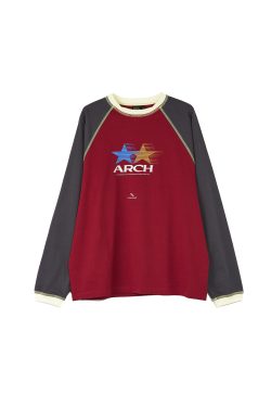 Vintage Logo Raglan Sleeve Long Tee with Roaring Beast Design - 90s Inspired Streetwear Top