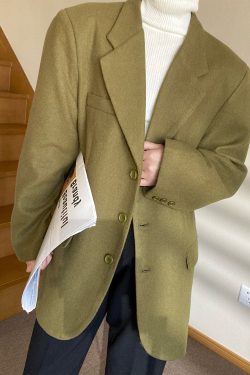 Vintage Loose Woolen Suit Jacket for Women - High-End Casual Autumn Winter Outerwear