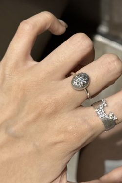 Vintage Mid-Century Diamond Textured Stacked Ring, Minimalist Open Finger Design, Unique Statement Jewelry