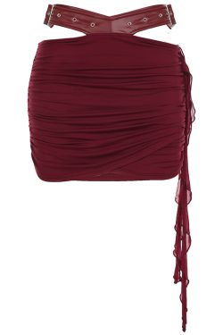 Vintage Palace Style Strapless Top with Leather Hollow-Out Waist Bag & Hip-Hugging Skirt Set for Women - Chic Y2K Fashion