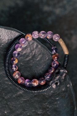 Vintage Purple Ghost Crystal Bracelet for Men and Women, Black Sandalwood Beads, Versatile Fashion Accessory