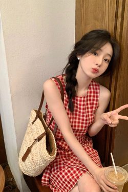 Vintage Red Plaid Sleeveless Dress - Versatile 2023 Design for Effortless Style, Perfect for 90s and Y2K Fashion Lovers