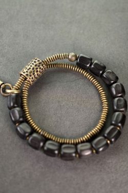 Vintage Retro Double Circle Black Sandalwood Bracelet - Personalized Non-Fish Home曲尾花 Jewelry for Men and Women