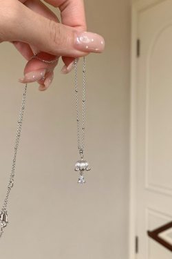 Vintage Silver Brushed Lily of the Valley Zircon Pendant Necklace - Exquisite High-End Fashion Collarbone Chain