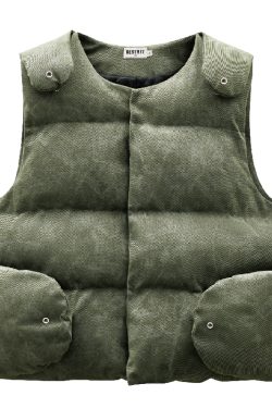 Vintage Style Deconstructed Split Splicing Wing Vest - 3M Snow Velvet Cotton-Padded Tank Top for Y2K Fashion