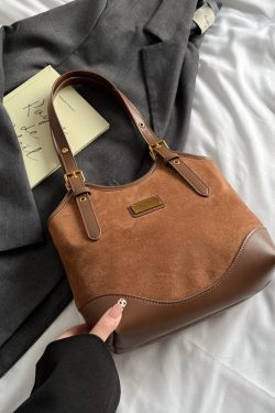 Vintage Suede Tote Bag for Women - Large-Capacity High-End Shoulder Bag - Spring/Summer 2025 Fashion Trend
