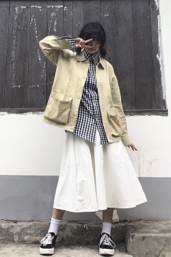 Washed Vintage Casual Work Jacket - Unisex Loose Fit Japanese-Style for Men and Women, Perfect for 90s and Y2K Fashion