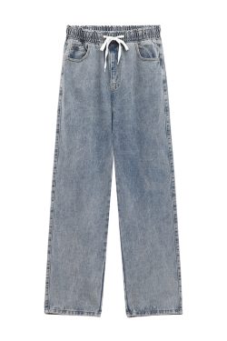 Water-Washed Denim Harem Pants for Men - Loose Fit, Trendy Drawstring Style, Versatile Draping Effect, INS Hong Kong Fashion