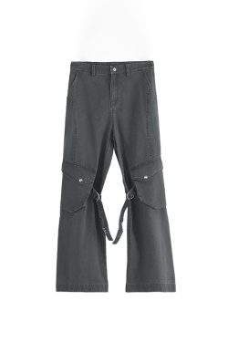 Water-Washed Loose Straight-Leg Strap Work Pants for Women - Fall/Winter 2023 Fashion, Casual Style, Streetwear, Trendy