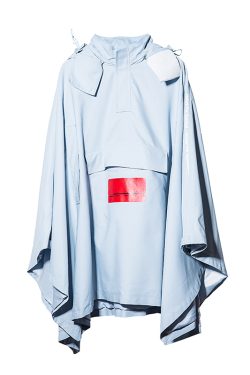 Waterproof Cape with Detachable Hood in Roaring Beast Print - Water Blue, Trendy Outerwear for 90s Inspired Style