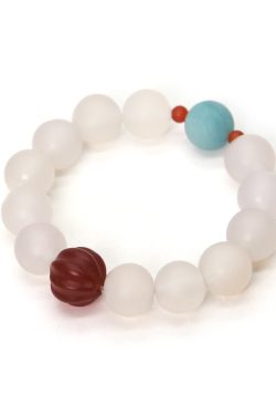 White Agate Bead Bracelet for Women - Simple Retro Design, Unique Personality Jewelry, Niche Fashion Accessory