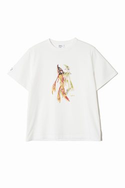 White/Khaki Biochemical Human Print Short Sleeve T-Shirt - 90s Inspired Graphic Tee, Casual Streetwear Style