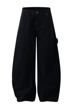 Wide-Leg Baggy Curved Blade Pants - Casual American Banana Style for a Cleanfit Look