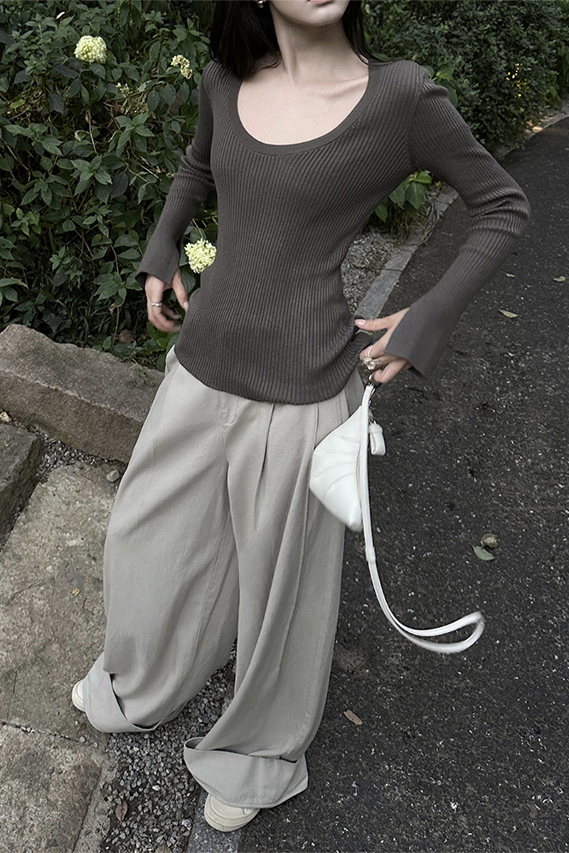 Wide-Leg Denim Pants for Women - Loose Versatile Casual Style, Gathered Draping, Washed Floor-Length Trousers for Spring Summer
