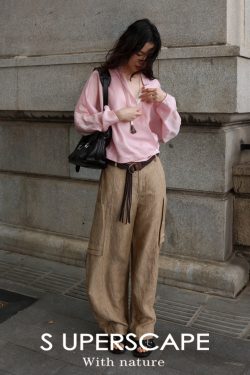 Wide-Leg Linen Pants in Old Money Style - Breathable Draped Workwear with Pockets for Effortless Chic