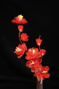 Winter Red Plum Silk Embossed Hanfu Hair Accessories - Ancient Style Hairpin Headpiece & Flower Clip for Tang Ming Bun Decoration