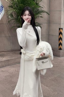 Winter White High Neck Knitted Top for Women - Slim Fit Floral Base Layer Sweater - Cozy Chic Fashion Essential