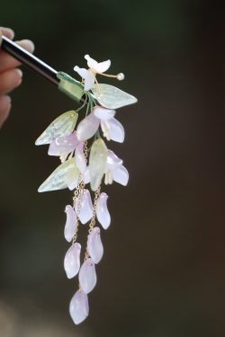 Wisteria Flower Hairpin - Ancient Style Updo Accessory for Hanfu & Qipao Bun Hairstyles, Vintage Floral Hair Jewelry