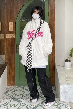 Women's 2021 Winter Plush Fleece Jacket - Round Neck Zipper Coat, Trendy Lamb Cotton Outerwear for Students, White