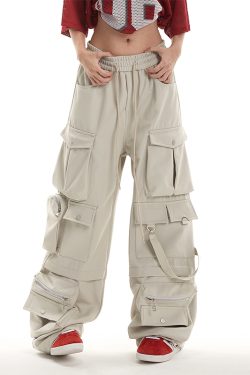 Women's 2024 Autumn American-Style Multi-Pocket Wide-Leg Work Pants - Trendy Loose Fit Hip-Hop Casual Trousers