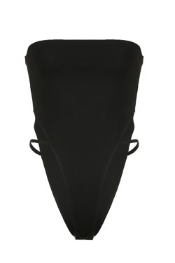 Women's 2024 One-Shoulder Strapless Hollow High-Waisted Jumpsuit - Sexy Solid Color Fashion Top for European and American Style