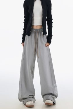 Women's 2025 Spring Casual Sports Pants - American Style Loose Slimming Patch Straight Leg Trousers for Everyday Wear
