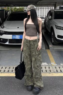Women's American Retro Camouflage Cargo Pants - Summer Low-Waist Wide-Leg, Trendy High Street Style, Casual Urban Fashion