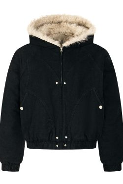 Women's American Retro High Street Short Fur-Collared Hooded Jacket - Thickened Insulated Winter Coat
